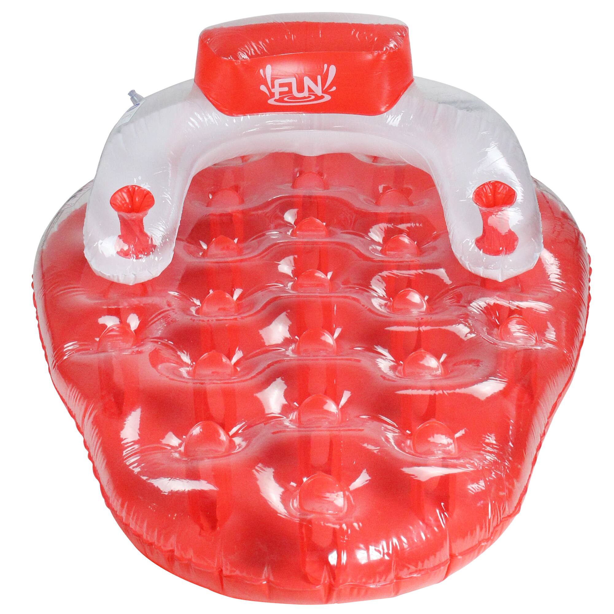 Pool Central® 65" Red & White Inflatable Strawberry Pool Water Lounge Float